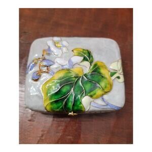 Vintage‎ Asian Hand-painted Trinket Storage Box Enamel Floral Colorful #466/2500